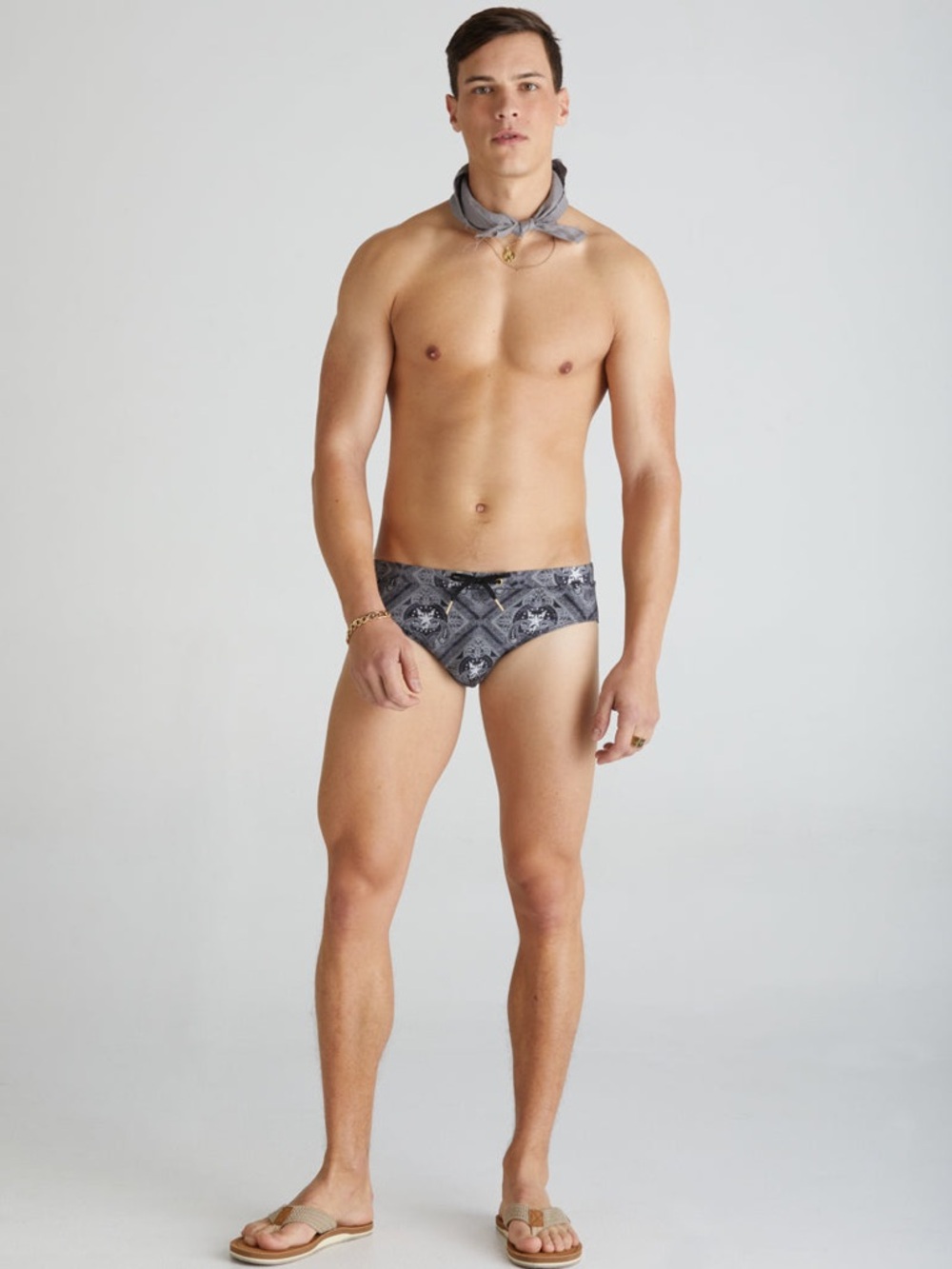 Aqua Blu Multi Imperial Racer Briefs Size M